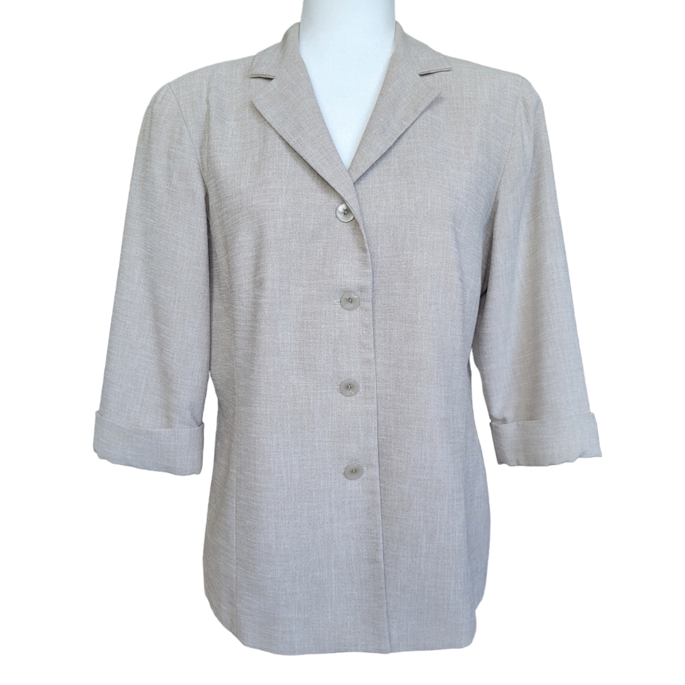Laura vintage blouse jacket sand/oatmeal color 3/4 sleeve fully lined size 12
